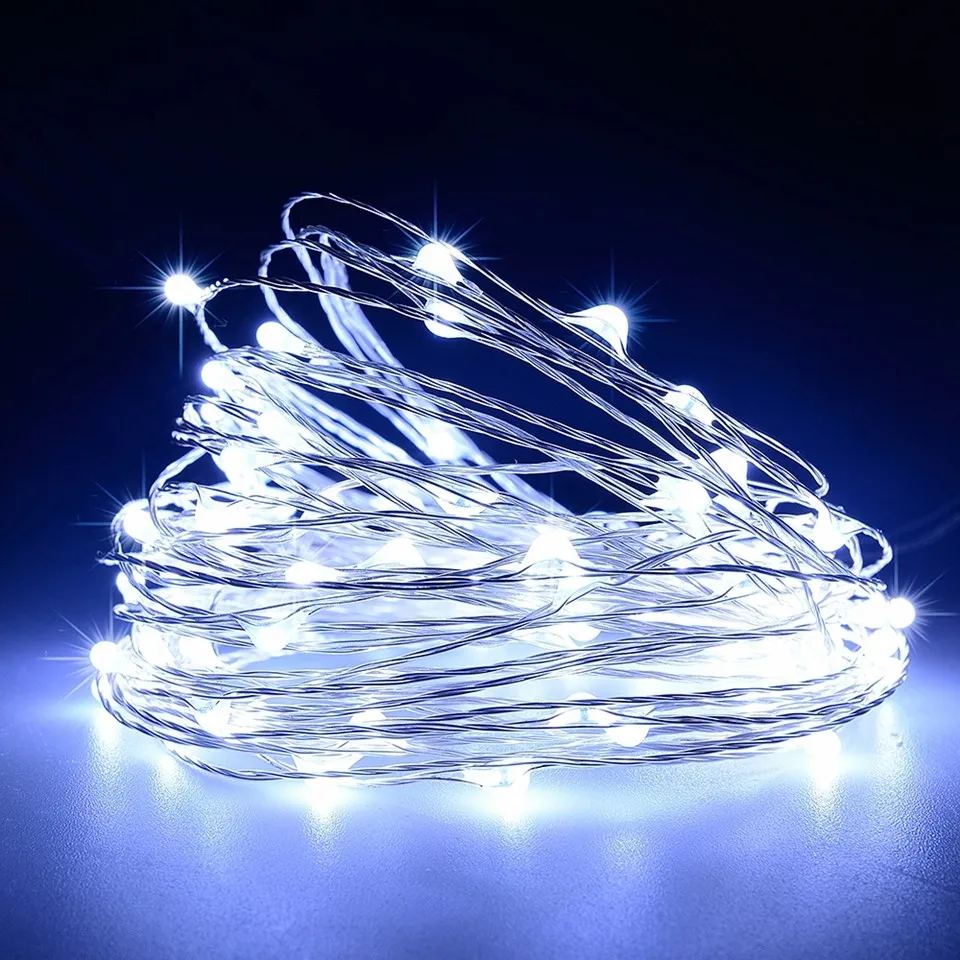 LED-strängljus 10m 33ft 100LED 5V USB-driven utomhus vattentät varm vit / RGB koppar tråd julfestival bröllopsfest dekoration
