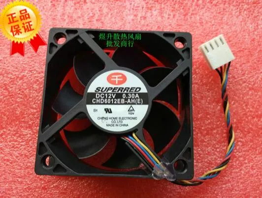 원래 SUPERRED 60 * 60 * 20-AH CHD6012EB DC12V 0.30A 4 와이어 PWM 온도 제어 이중 볼 팬