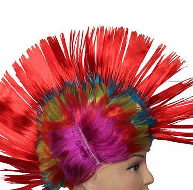 Festival Cosplay Perücke lustiger tanzender Kopfschmuck Erwachsene Mohawk Punk Perücken Rock ausgefallene Kostüme Perücken Party Cosplay Haar Synthetische Perücke