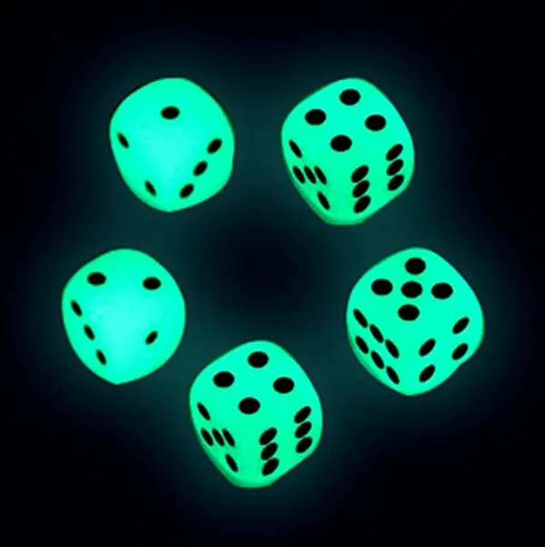 14mm Luminous Dice D6 6 Sided Glowing Dices Glow Dark Bosons Noctilucent Cubes Drinking Games Funny Pub Bar Game Toys Good H8267897