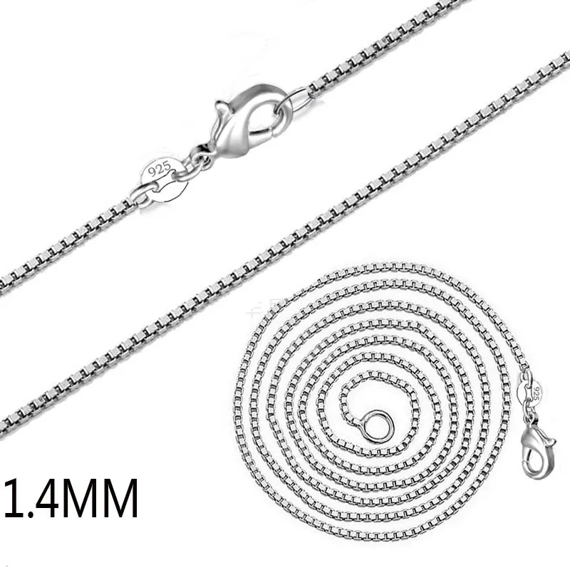 925 esterlina colar de prata cadeia mulheres jóias de casamento 1.4mm / 2mm caixa de caixa de caixa nova chegando jóias de moda quente