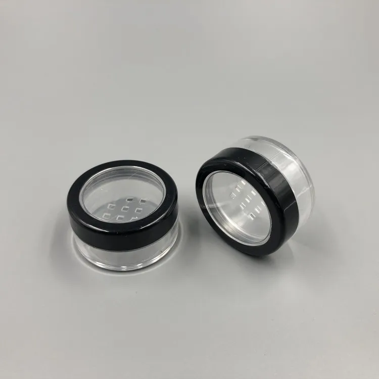 5ML 5G Portable Container Poudre à Maquillage Vide Avec Tamis et Vis Noir Couvercle 10G Loose Powder Case Pot Pot