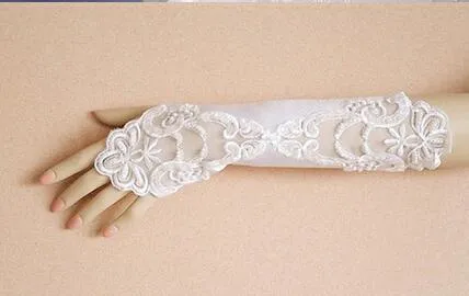 perlé de dentelle sans doigts sous le coude Glant de mariée Glove Bridal Accessoires Brides Dmides Gants HT1169634373