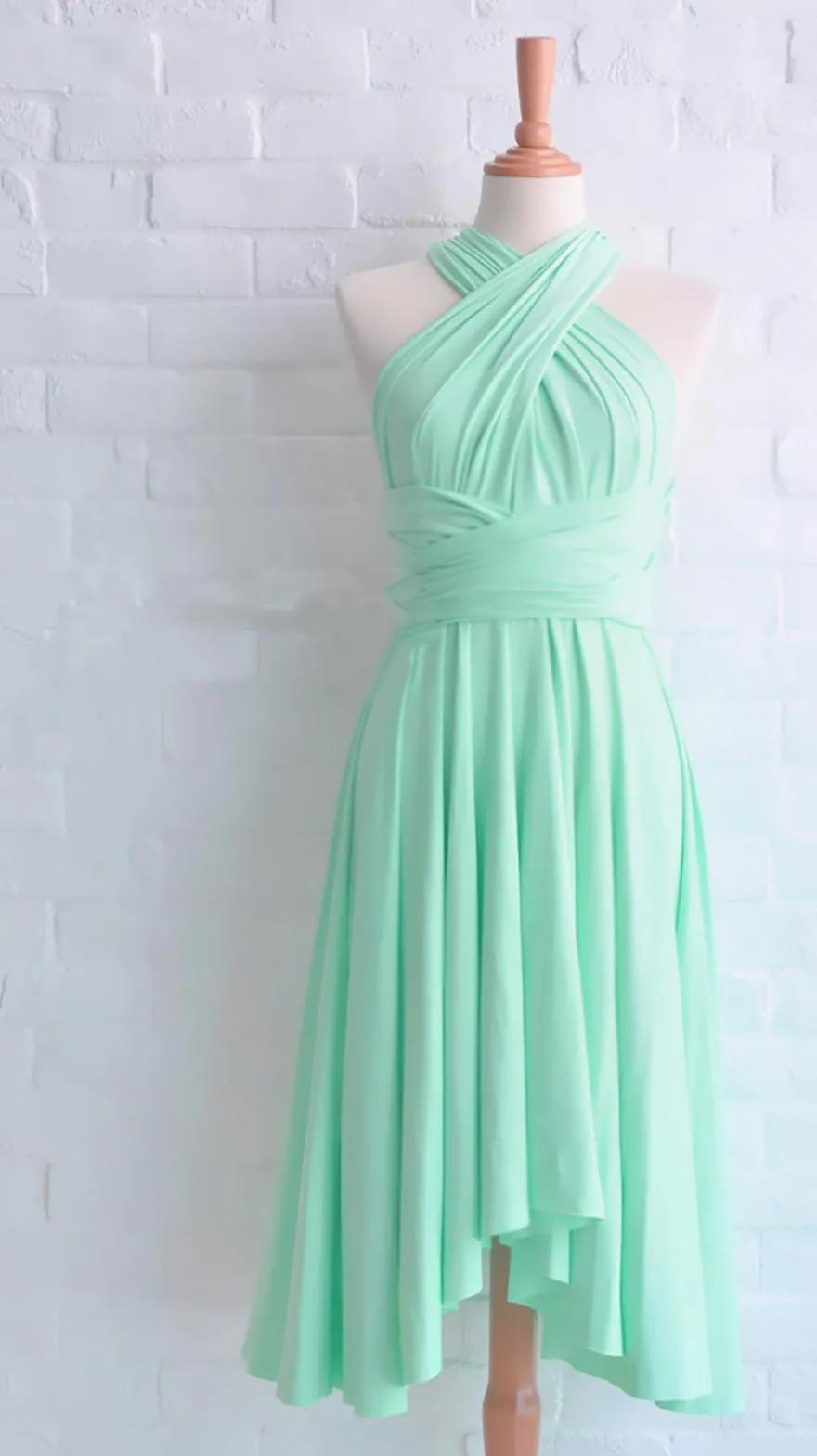 Cheap Gracefhul One Shoulder /Halter Mint Green Bridesmaid Dress ...