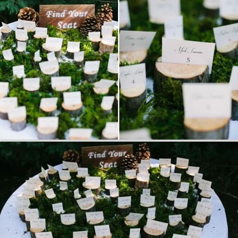 porte-cartes en bois naturel siège dossier rustique porte-photo mariage Place carte Table numéro titulaire maison déco Table de fête