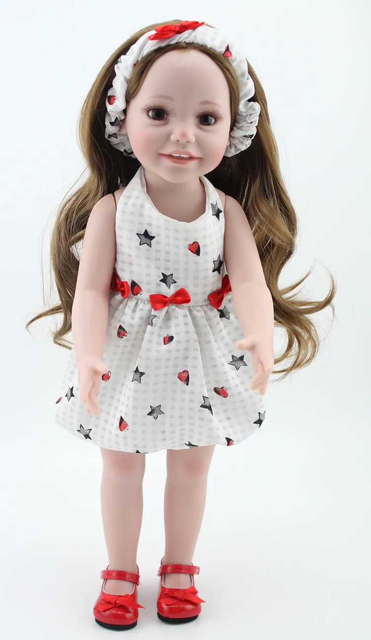 45 cm/18 Inch American Girl Doll Handmade Soft Plastic Reborn Baby Toys Dolls for Kid's Gifts