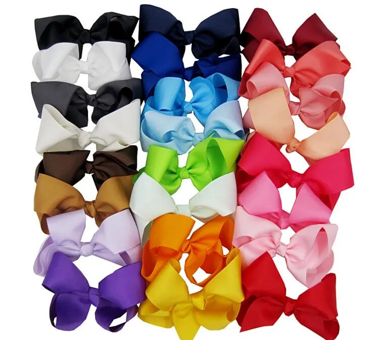 High Quality in stock 15cm Ribbon Hair Bow With Clip Girls Big Solid Bow Hair Clips Accessories