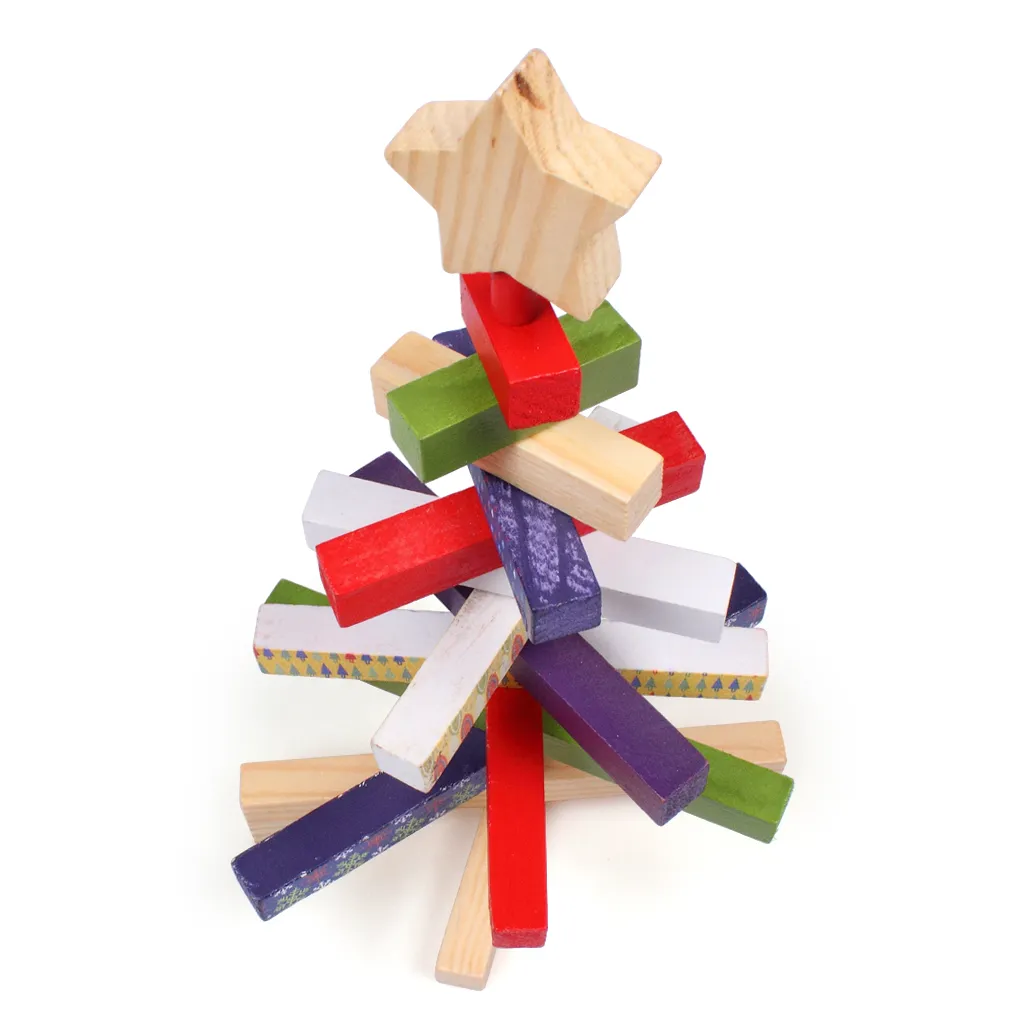 회전식 나무 블록 크리스마스 트리 크리 에이 티브 공예 선물 홈 장식 장난감 아이들을위한 11.8 인치 산타 클로스