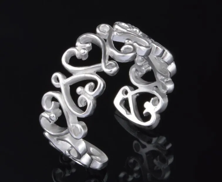 2017 heißer Verkauf zum besten Preis! 925 Sterling Silber Übertreibung 10mm Herz Öffnung Ring Charms Modeschmuck 10 teile/los