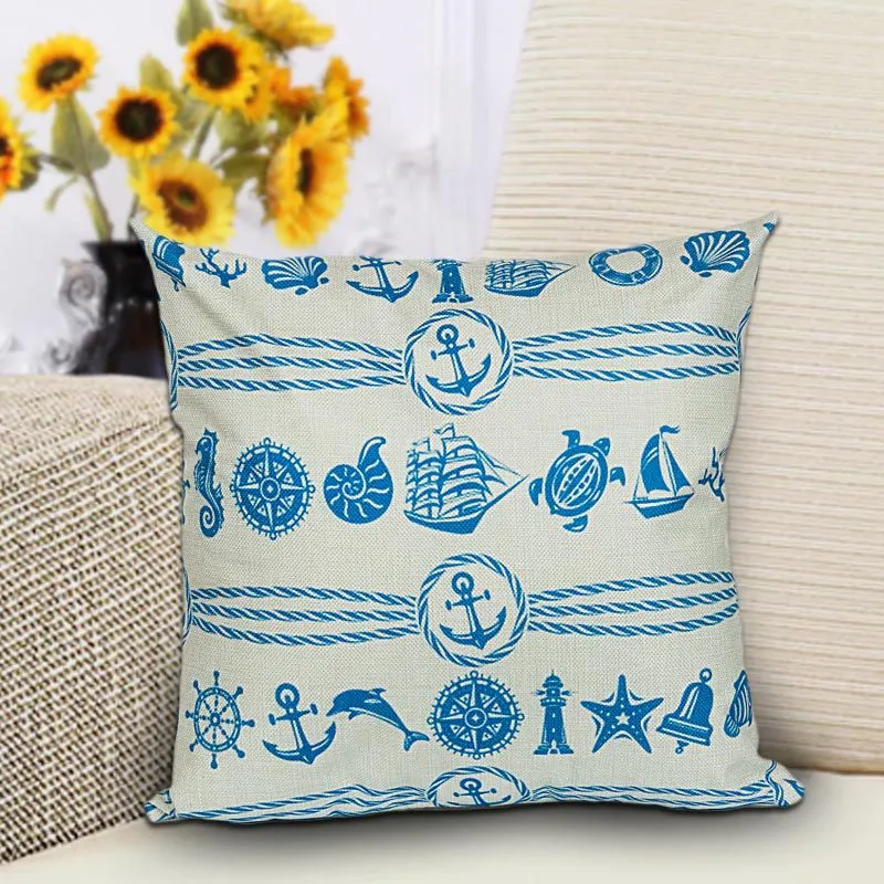 Ocean Styles Home Sofa Printing Pillowcase Sailing Boat Anchor Sailor Pattern Cotton Pillow Cover 42 * 42CM Pillow Cover Cushion Cover