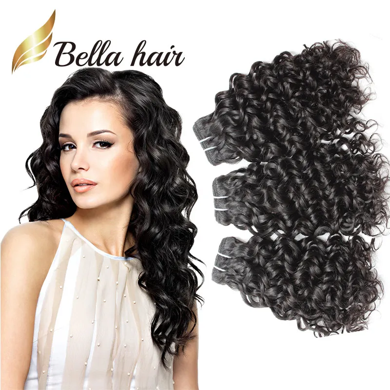 BellaHair 8A Water Wave 8-30 pollici Estensioni vergini brasiliane Colore naturale 3 pz / lotto Fasci umani 300 g / lotto