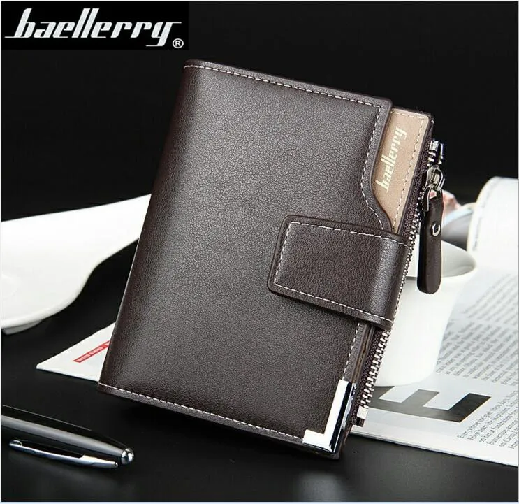 Version Baellerry du portefeuille décontracté pour hommes, un portefeuille multifonctionnel avec une fermeture éclair et une triple poche