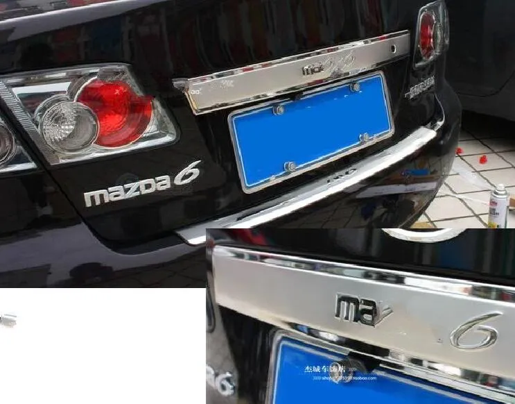 Bande de décoration de coffre de voiture en acier inoxydable étoile supérieure + repose-pieds de décoration de protection inférieure pour mazda 6 2002-2011