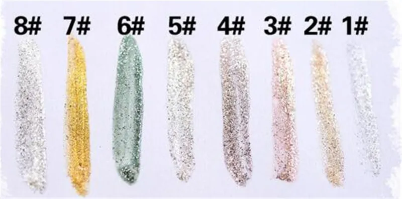 2016 Yeni Jel Eyeliner Altın Göz Farı Sıvı Eyeliner Pırıltılı Glitter Shining 8 Renkler Bronzlaştırıcı Makyaj maquiagem göz farı dhl gemi