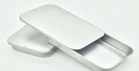 Partihandel / Plain Silver Color Slide Topplåda, Rektangel USB Box Case DHL FedEx Gratis frakt