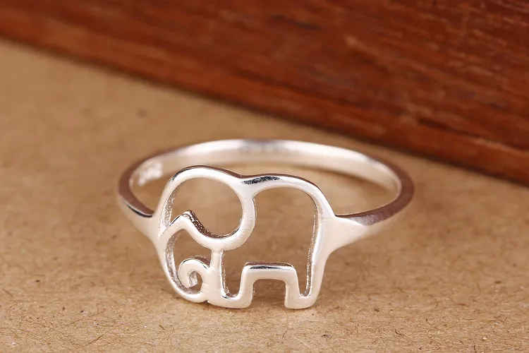 100% 925 Convient aux bijoux européens Éléphant branche Bagues en argent Marque Mode Bagues Haute Qualité Ouvert femmes anneau Antiallergique