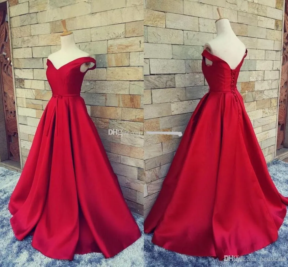 Simple Dark Red Prom Dresses Long Formal Pageant Gowns With Belt Sexy V Neck Open Back Vintage Party Evening Gowns BA1610