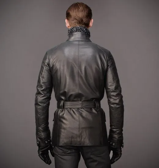Son erkek deri ceketler ordu deri ceketler vücut şekli ayarlamak için bir kemer ile üst uyluk uzunluğu kış sıcak ceketler ilk tercihi