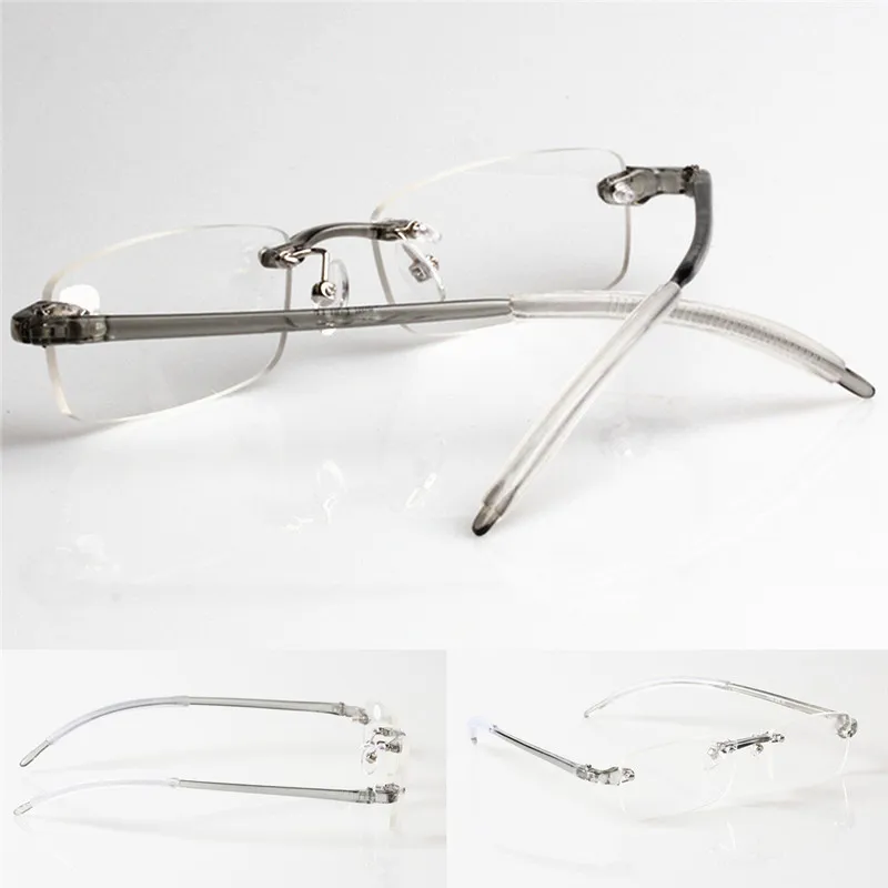 New Brand Memory Glasses Rimless Frame Reading Glasses Grey Eyewear for Women Men 