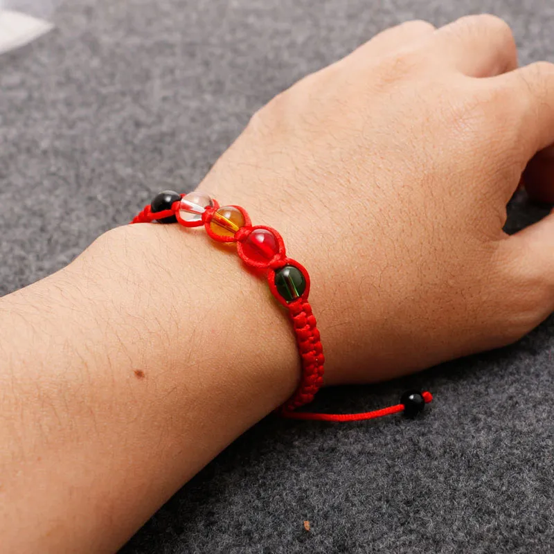 Red Color Braided Rope Woven Handmade Strands Beaded Friendship Charm Bracelets For Friends Lovers Women Men Lucky Jewelry