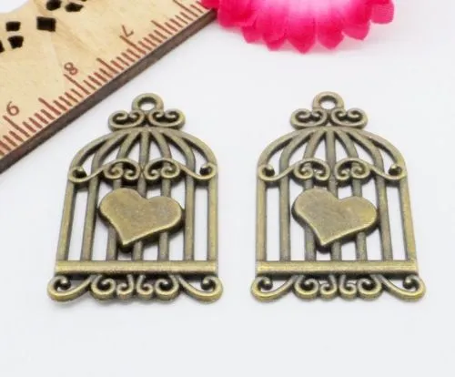 Gratis schip 100 stks Antieke Brons Birdcage Charms Hanger voor Sieraden Maken 32x19mm