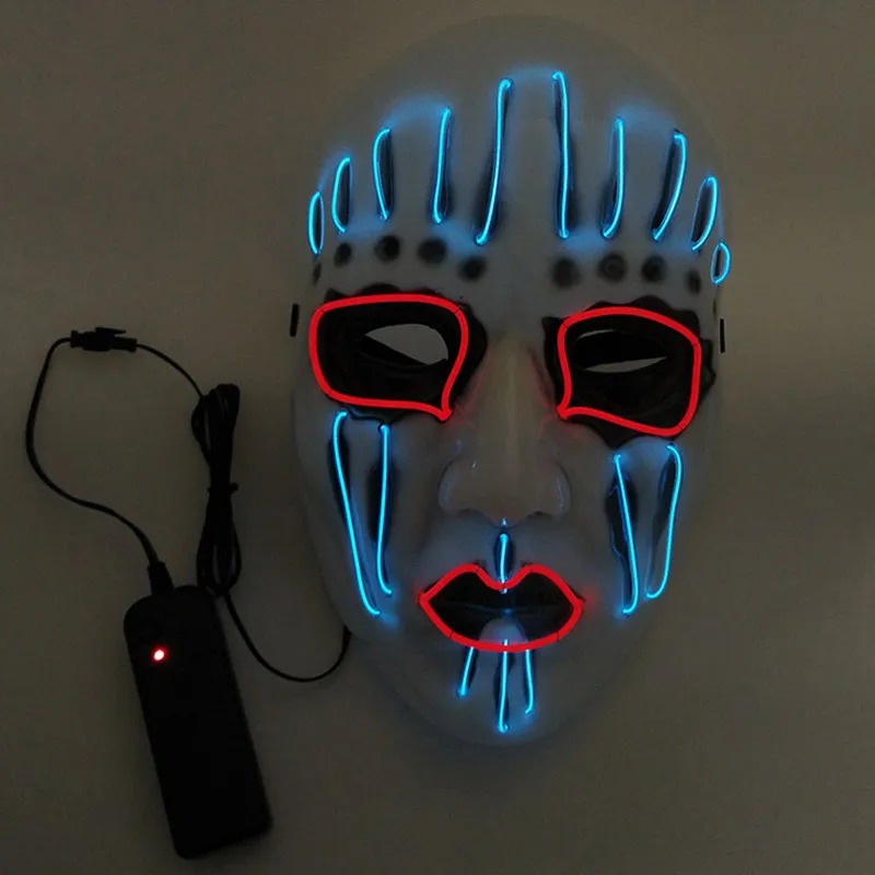 LED Maschere di Halloween EL Wire Glowing Mask Masquerade Festa di compleanno Carnevale Cosplay Maschere a pieno facciale Costumi di Halloween Regalo feste WX9-59