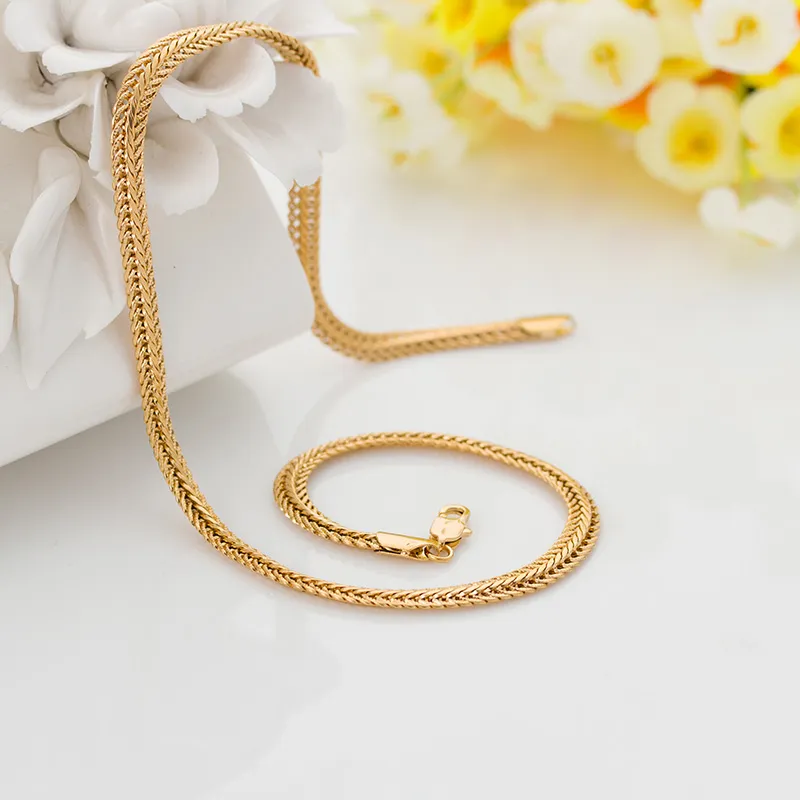 ヨーロッパの人気のヘビ骨パターン18Kゴールドメッキカップルネックレス充填ゴールドダブルファインパターンネックレス卸売ギフト