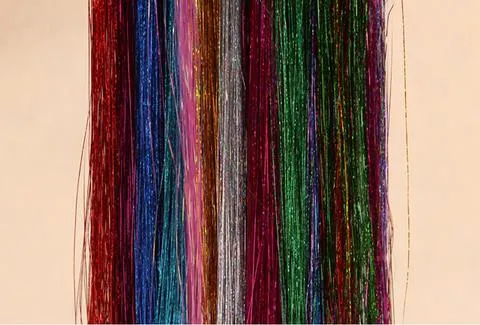 Fashion Colorful Metallic Glitter Tinsel Laser Fibre hair Wig Hair Extension Accessories Hairpiece Clip COS Wig party event Festive Supplies