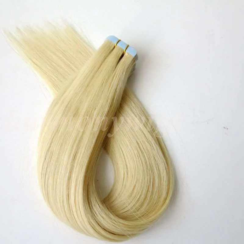 50G 20st Tape in Human Hair Extensions 18 20 22 24inch 613Beach Blonde Adhesive Skin Wefts PU Tape Human Hair7345851