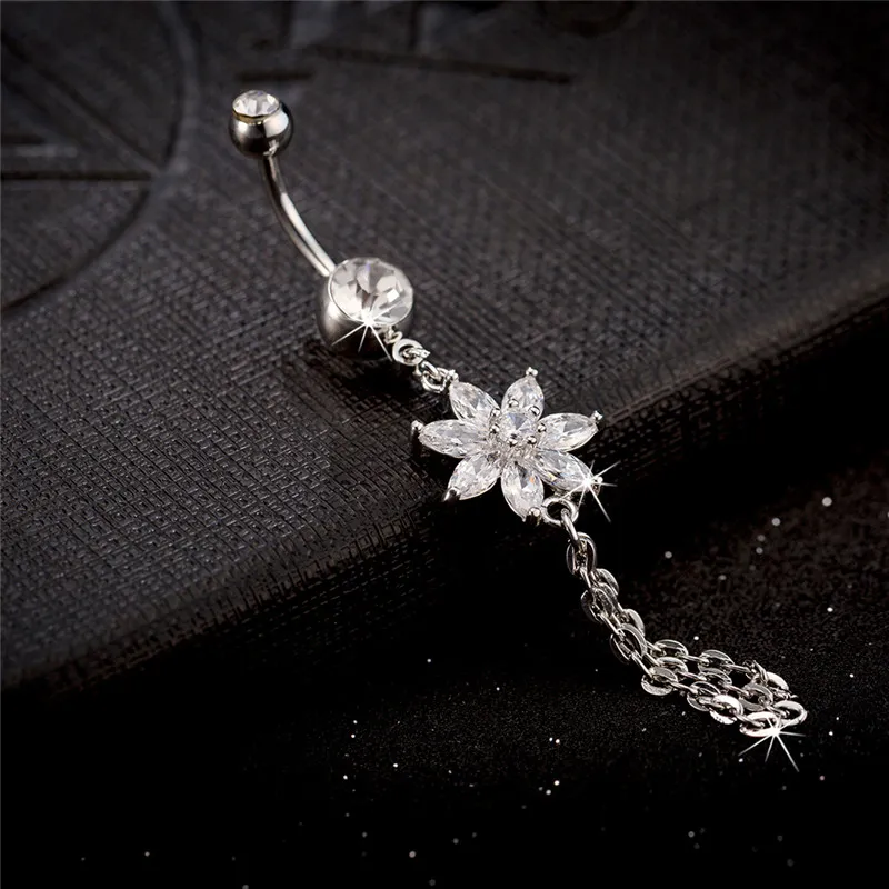2015 nieuwe mode sexy wome turquois lichaam piercing charmante sieraden diamant bloem nagel navel ring buikdans sieraden buik ring navel nagel