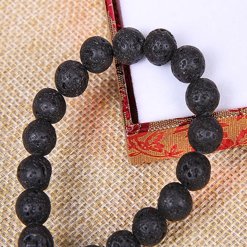 4 6 8 10 12mm Natural Lava Stone Beads Black Volcanic Rock Round