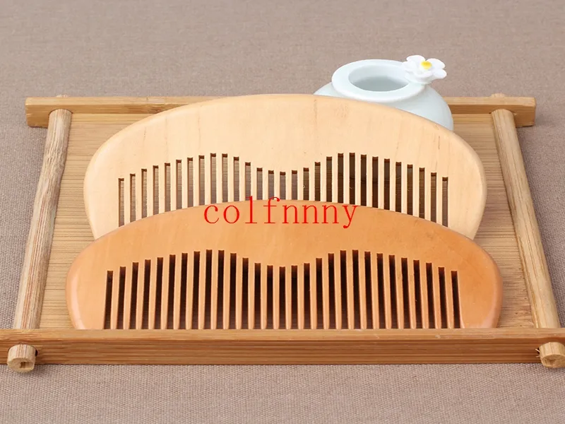 Engraved Your Logo Natural Peach Wooden Comb Handmade Straight Pocket Wooden Beard Combs Custom 11*5*1CM