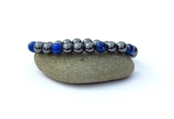 SN0132 NEW ARRIVALS HEMATITE MENS BRACELET TRIBAL LAPIS LAZULI BRACELET WHOLL 3185