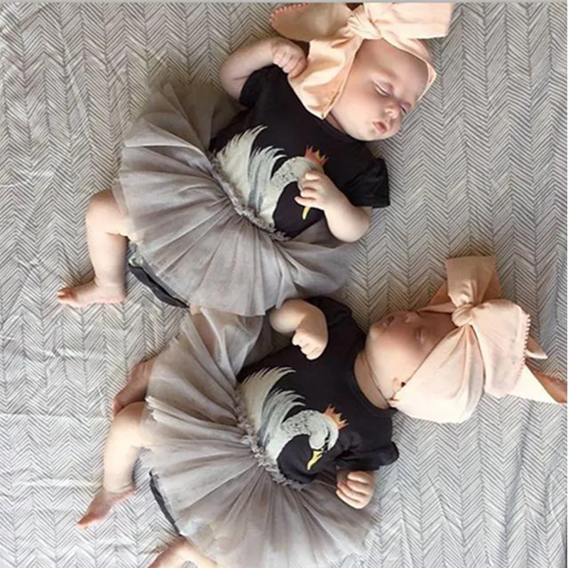 Hurtownie Ins Babies Odzież Newborn Baby One-Piece Romper Sukienka Swan Infant Giri's Rompers Toddler Jumper Garnitury