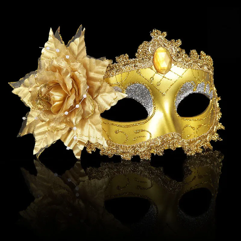 2017 nya maskerade masker venetianska ansiktsmask mode rose pärla kedja kristall party dekoration halloween julklapp wx9-77