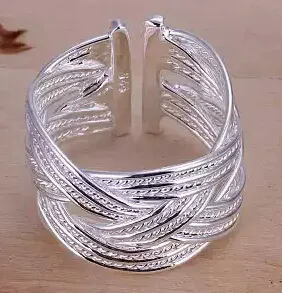 925 Sterling Silver Mesh Ring För Kvinnor Öppna Ringar Julklapp Bröllopsfest God kvalitet Modedesign