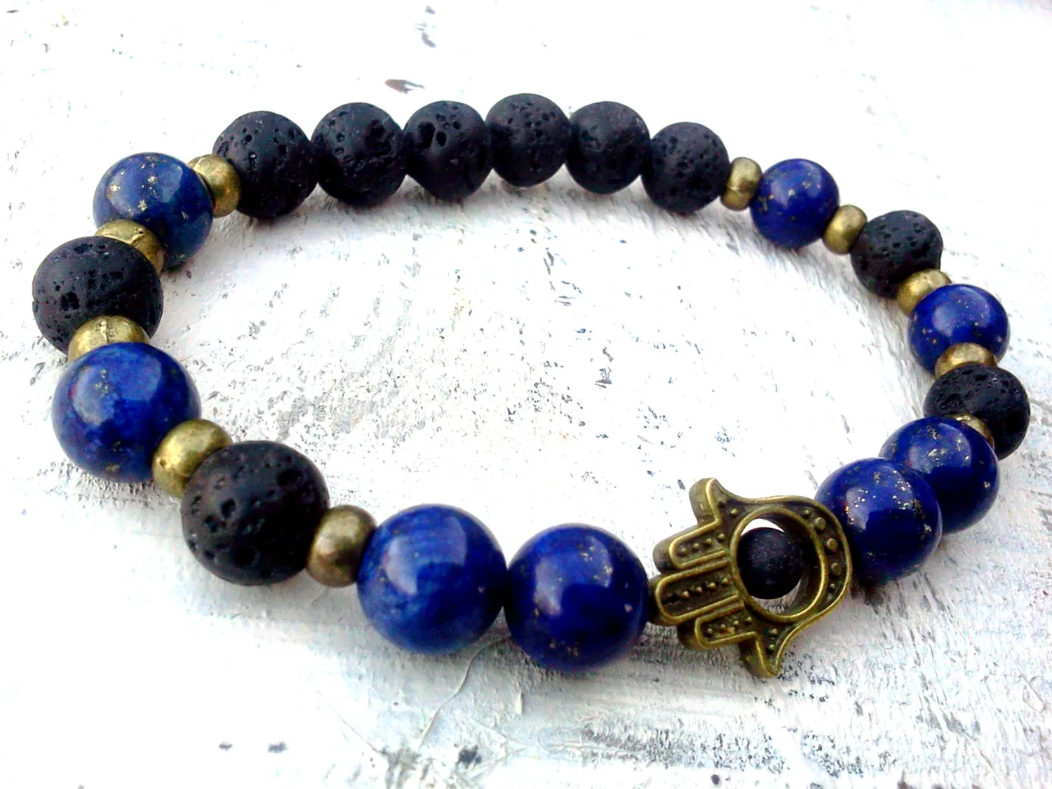 SN0295 bijoux Design de mode Lapis Lazuli Hamsa bracelet lave Hamsa bracelet Lapis et lave homme bonne chance bracelet282f