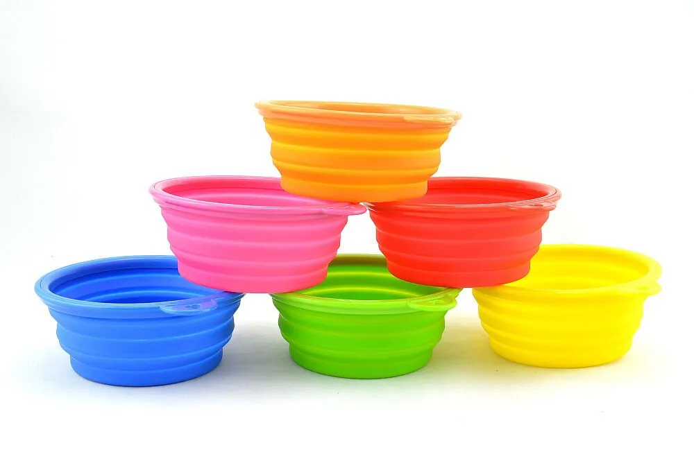 D02 new pet bowls silicone Bowl pet folding portable dog bowls dog drinking water feed food bowl 