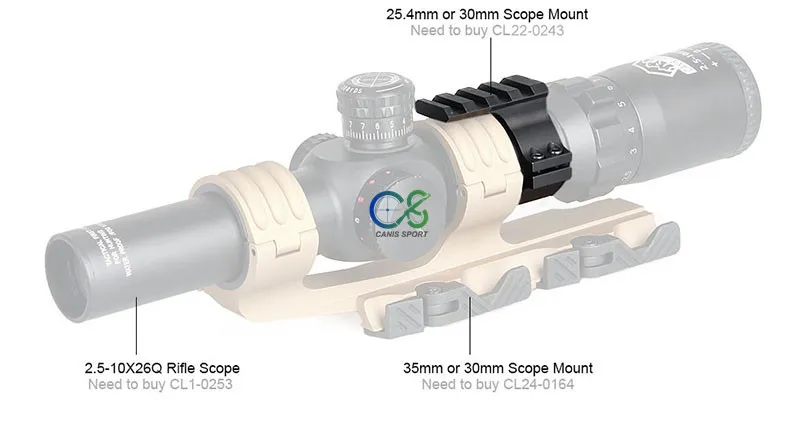 Ny 25.4mm-30mm Scope Ring 21.2mm Picatinny Rail med Scope Ring för Airsoft Sport CL22-0243