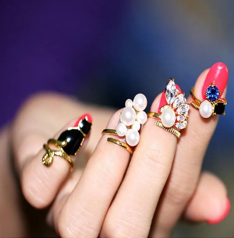 Anello Carino Le Donne Anelli Unghie Con Zirconi Simulati Con Gatto Nero In Cristallo Set Le Donne Anelli Anello Alle Nocche Ridimensionabile Da 1 4 DHgate