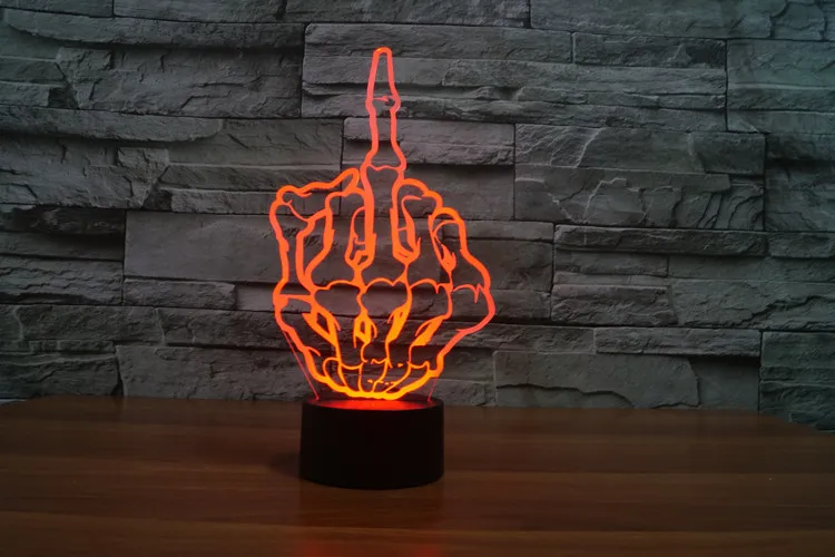 2017 långfingerfingergest 3D Optisk lamp nattljus 9 LEDS Night Light DC 5V Färgglad 3D LAMP3518900