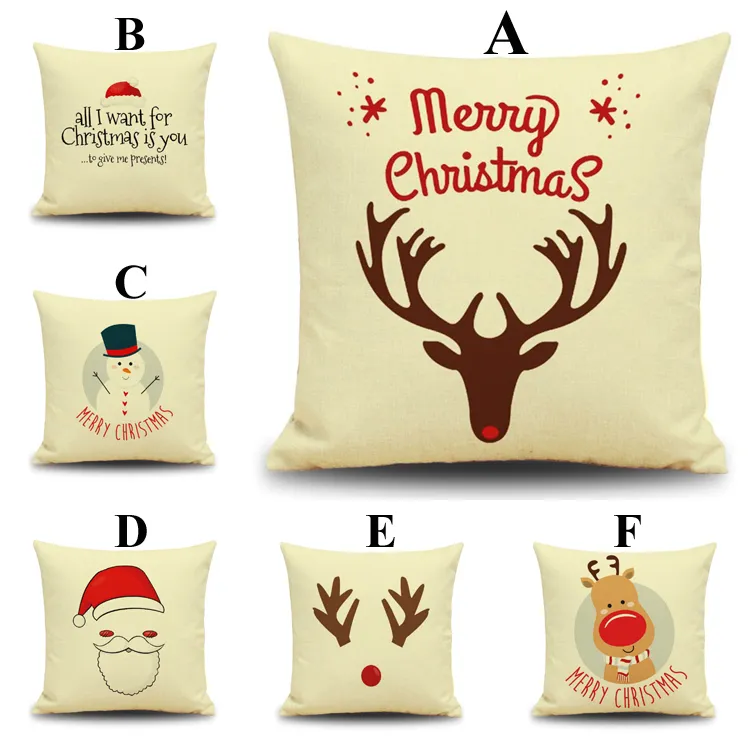 Christmas Pillow Case Office Reindeer Snowman Cushion Cover Home Sofa Hold Pillowcases Cartoon XMS Gift Pillow Cover