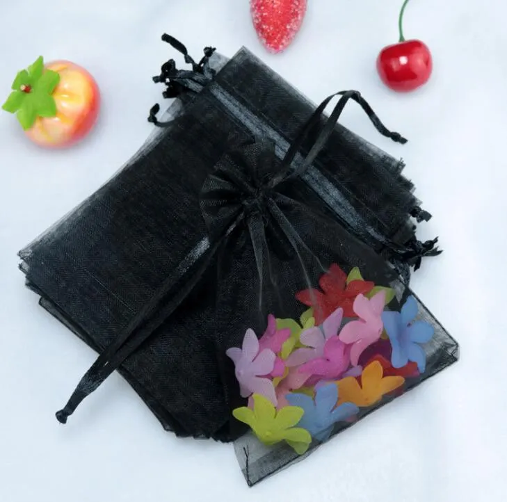 100PS / 9x12cm Smycken Gift Organza Väskor Bröllop Favoriter Candy Pouches Hem Party Decoration Crafts Pack Festiver