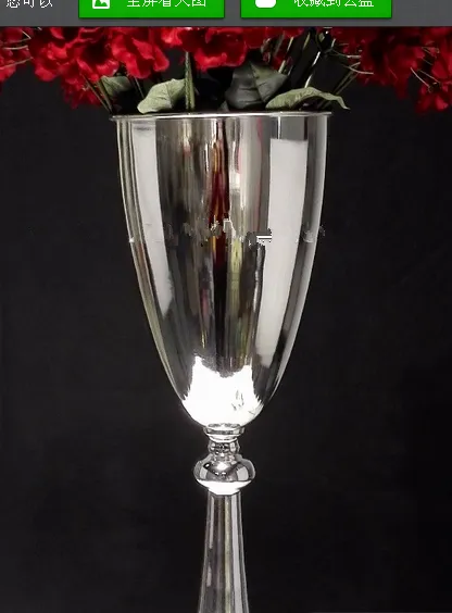 Wedding decorative metal vase trumpet flower vase with large bowl