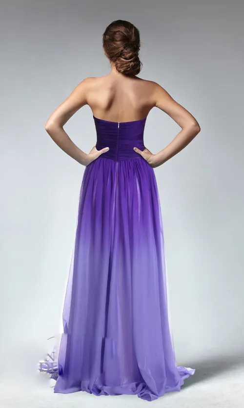 Ombre Purple Cheap A Line Long Bridesmaid Dresses Sweetheart Backless Sleeveless Ruched Cheap Bridesmaids Gowns Custom Made Girls 209K