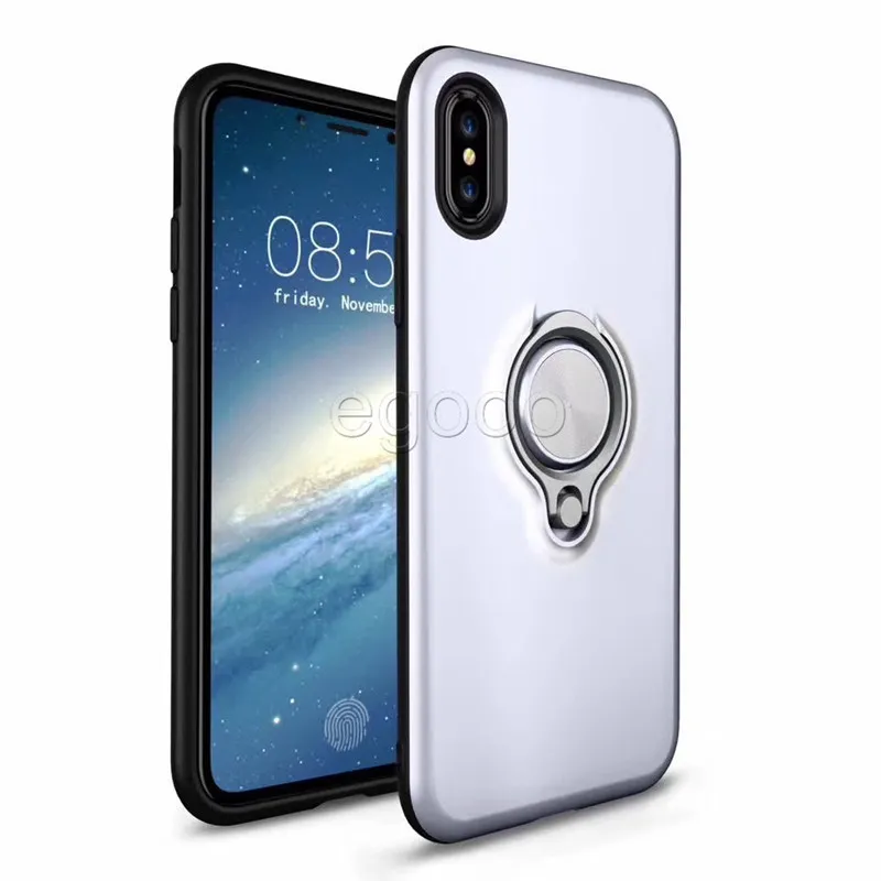 Hybrid Armor Defender Case 360 ​​Ring Stand Holder Magnetic Back Cover مع Retail Package for iPhone X XS Max Xr 8 Plus 7 6 6s Plus 5 5S SE