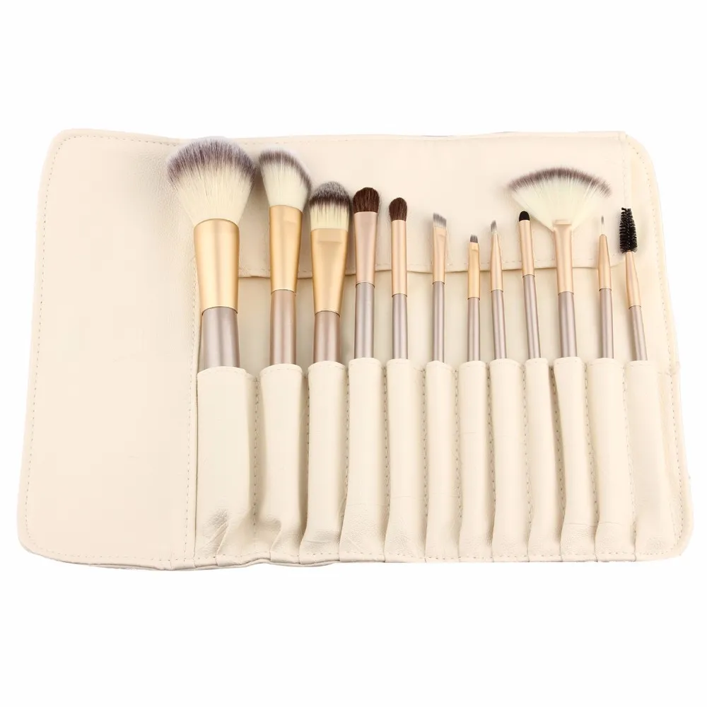 12/Makeup Brush Set Syntetisk Borstborste Professionell Kosmetik Makeup Foundation Pulver Blush Eyeliner Brushes