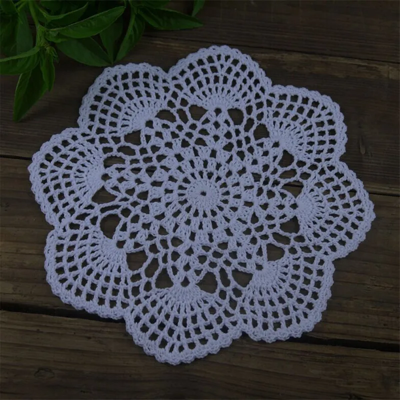 12 st Handgjorda virkade doily virkade Vintage Crochet Tableclth Pad 20cm / 8 "Vit Hem Bröllopsinredning