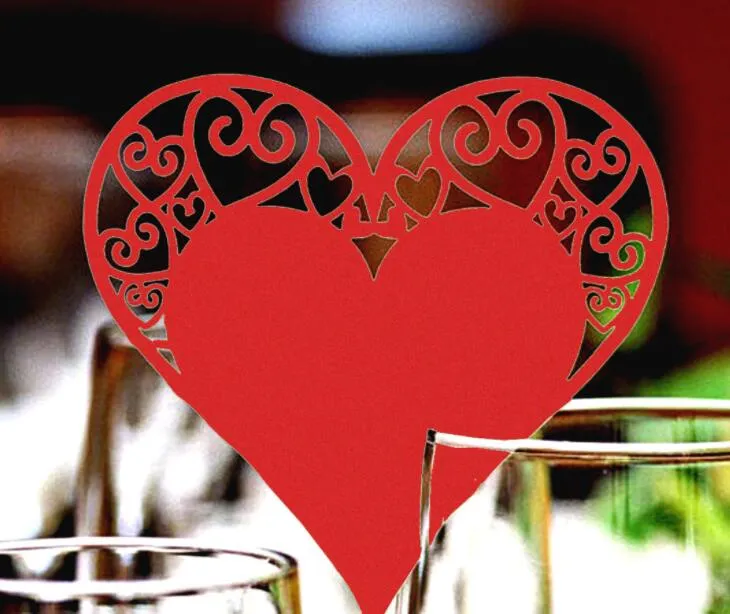 Laser Cut Heart Wine Glass Card Bord Namn Place Escort Cup Card Party Wedding Decorations For Home lot 7236773