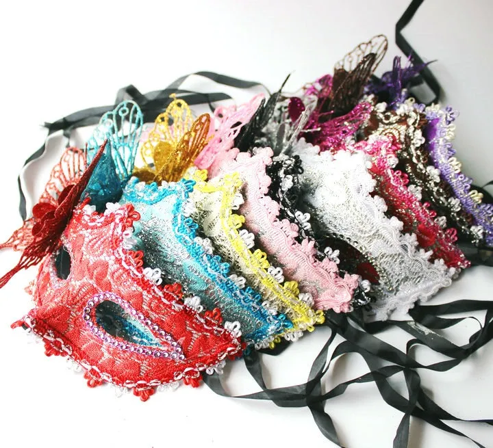 2016 Halloween Masquerade half face mask Venetian mask powder princess dimensional butterfly mask 7 styles 